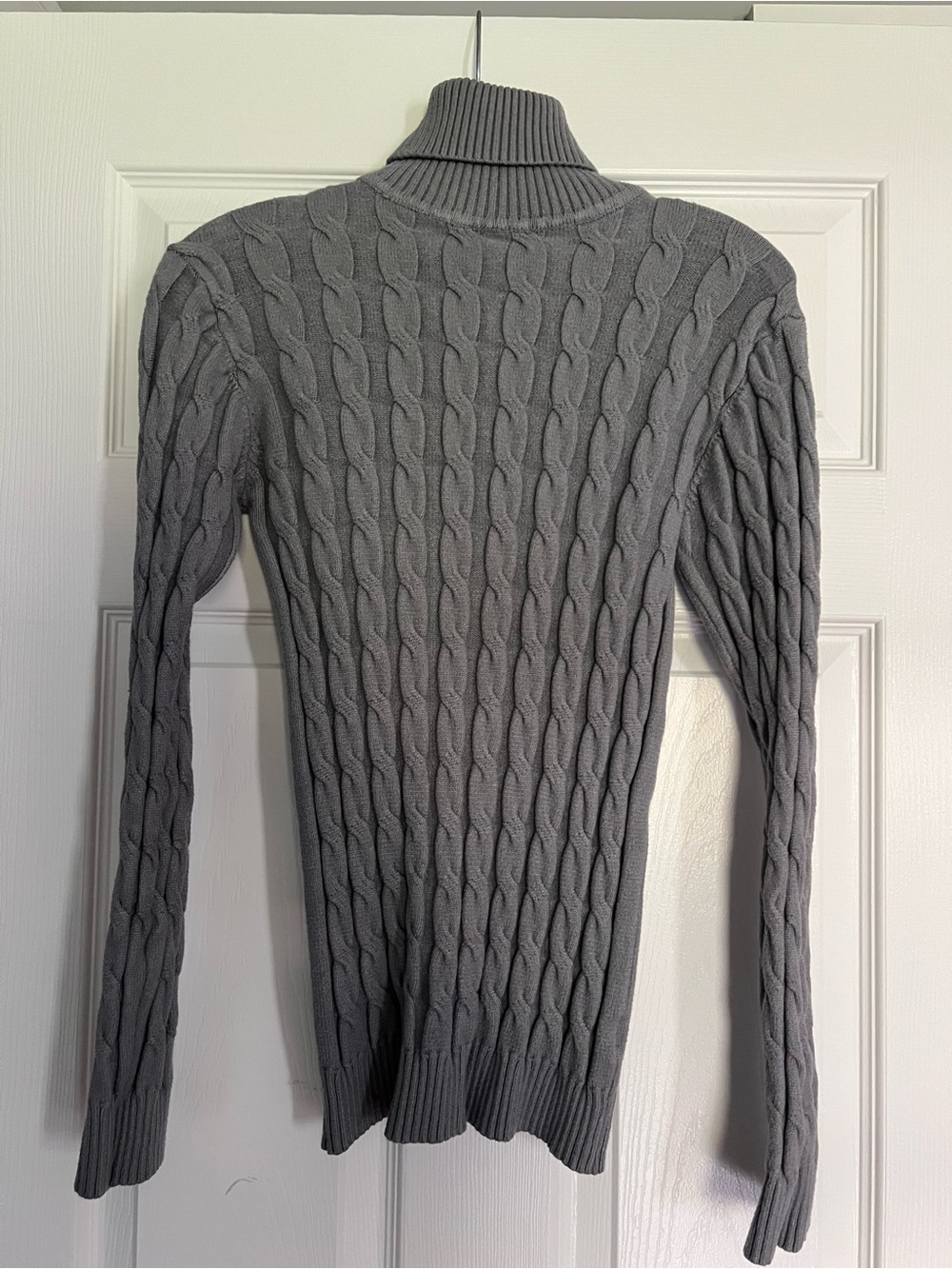 Men's Grey Cable Knit Turtleneck Sweater